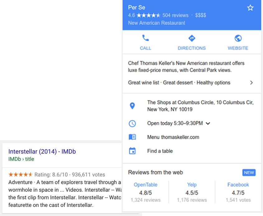 How to Use Schema Markup for AI Search Optimization? 1 Example of review snippet on search page