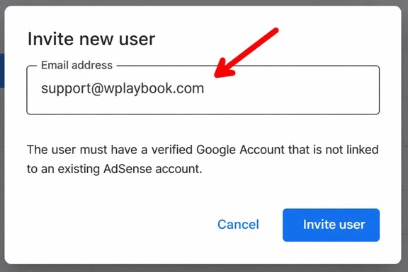 How to Add a New User to Google AdSense 2 Invite new user dialog in Google AdSense