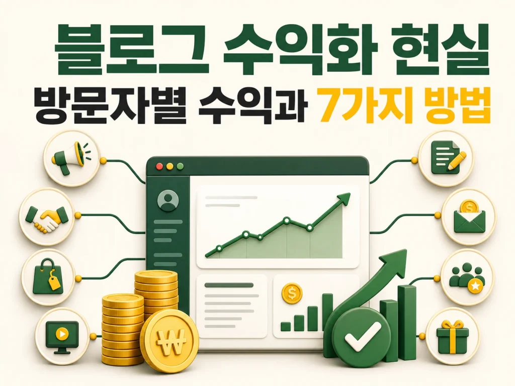 블로그 수익화 현실과 방문자별 수익 방법 7가지 인포그래픽