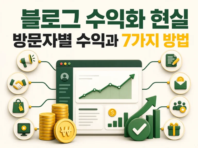 블로그 수익화 현실과 방문자별 수익 방법 7가지 인포그래픽
