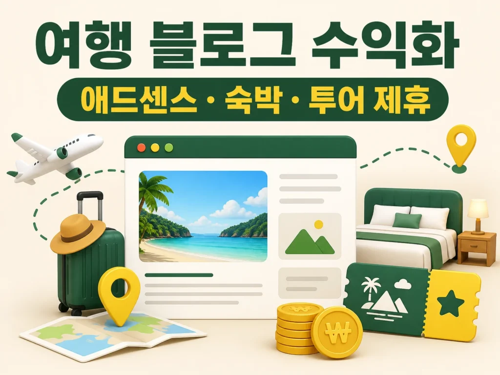 여행 블로그 수익화 애드센스 숙박 투어 제휴 인포그래픽