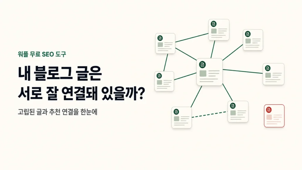 블로그 내부 링크 분석으로 고립된 글과 추천 연결을 보여주는 콘텐츠 연결 지도